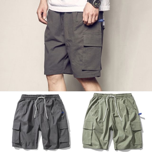 남성여름바지 허리밴딩 카고 건빵 반바지
