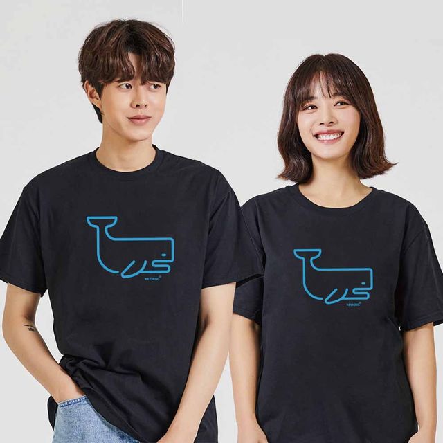 고래 디지털프린팅 반팔 티셔츠 오버핏