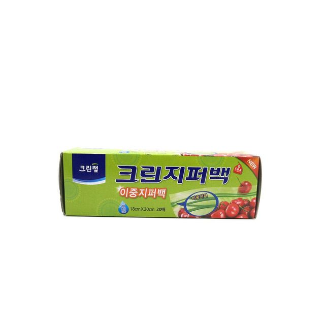 크린지퍼백 이중지퍼백 18x20cm 20매 위생식품 보관용