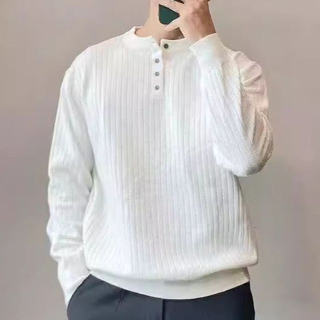 남성 오버핏 골지 니트 티셔츠 1P 간절기 긴팔 출근