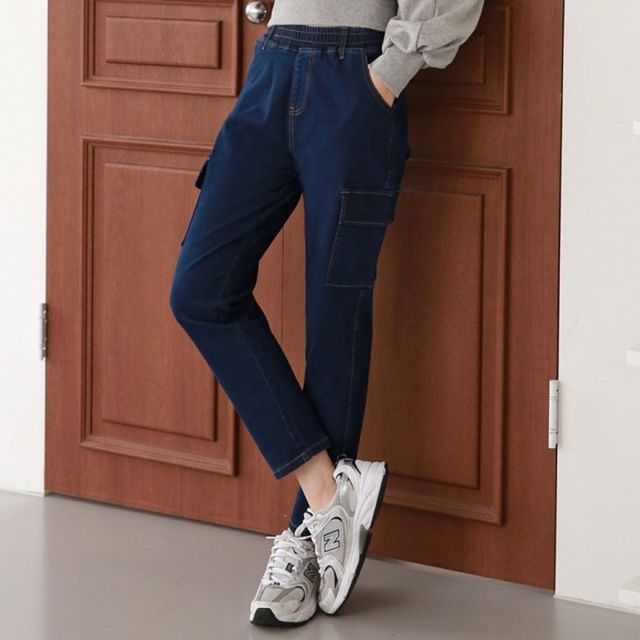 여성 봄가을 데님 카고팬츠 작업용 청바지