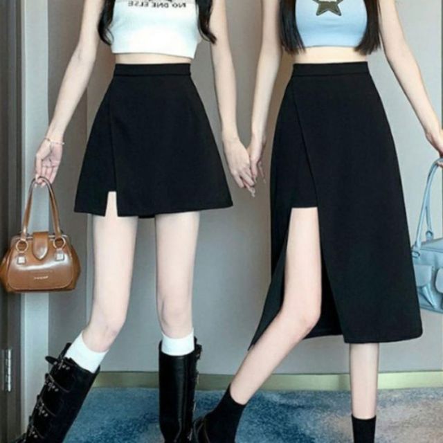 언밸런스 슬림핏 치마바지 하이웨스트 랩스커트 반바지 밴딩 캐주얼 숏팬츠