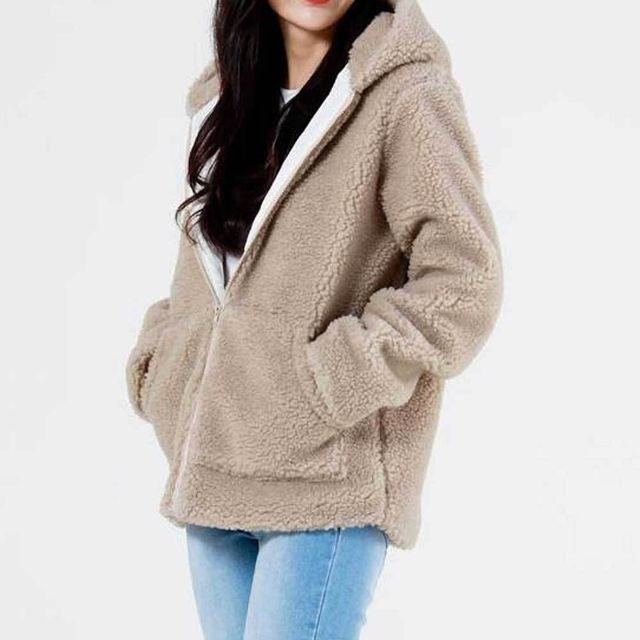 여자 후드 집업 점퍼 뽀글이 겨울 캐주얼 스타일