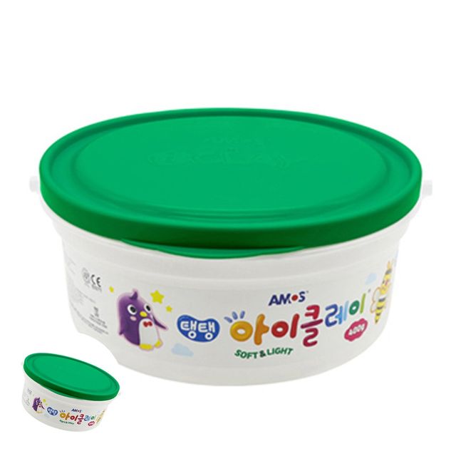 점토 컬러점토 탱탱 아이클레이 대용량 버킷 400g 초록