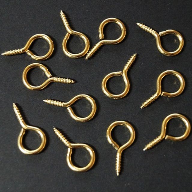 9자 나사못 (금색) 대 2.1cm (2 묶음)