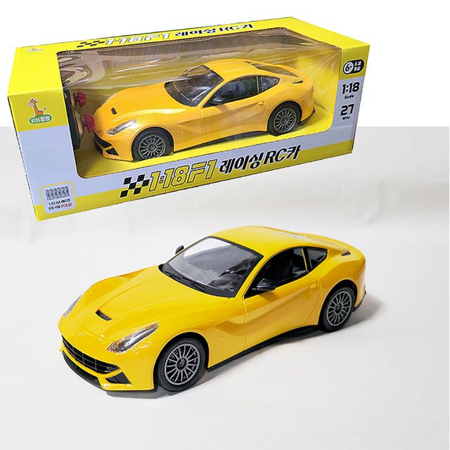 무선조종 RC카 레이싱카, 1/18 스케일 F1 옐로우 장난감