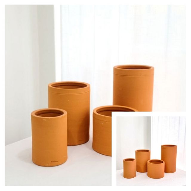 국산 수제 원통형 20x17cm 황토 토분 홈가드닝 가드닝용품 정원용품 식물키우기