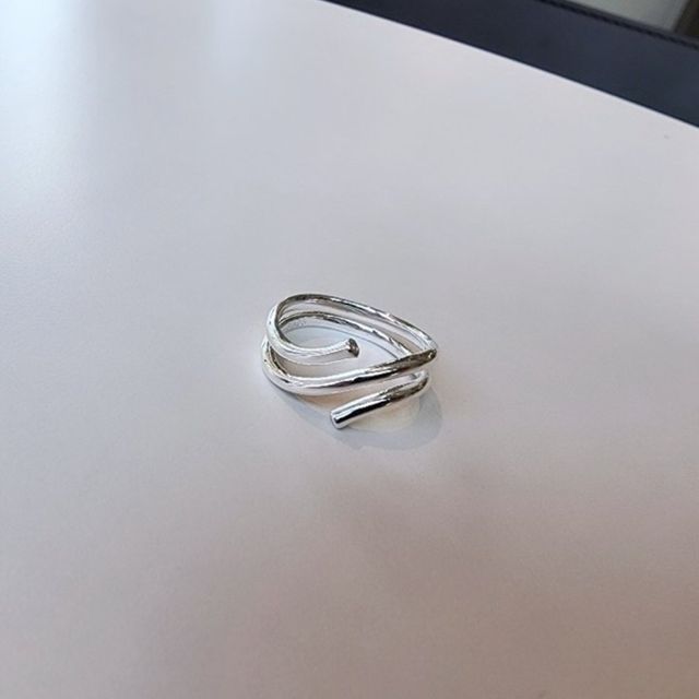 실버925 국내제작 유니크 모양 3선 엇 반지 링 은반지 (SILVER)
