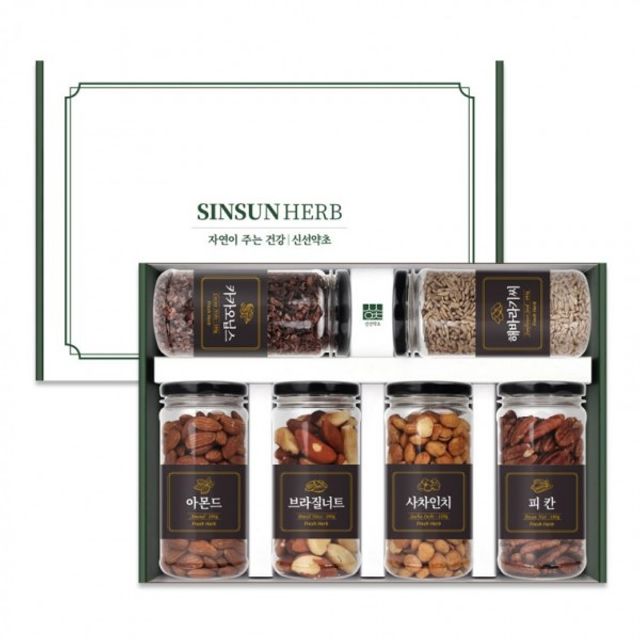 신선약초 프리미엄 견과류 6종 선물세트 브라질너트 사차인치 아몬드 피칸 해바라기씨 카카오닙스
