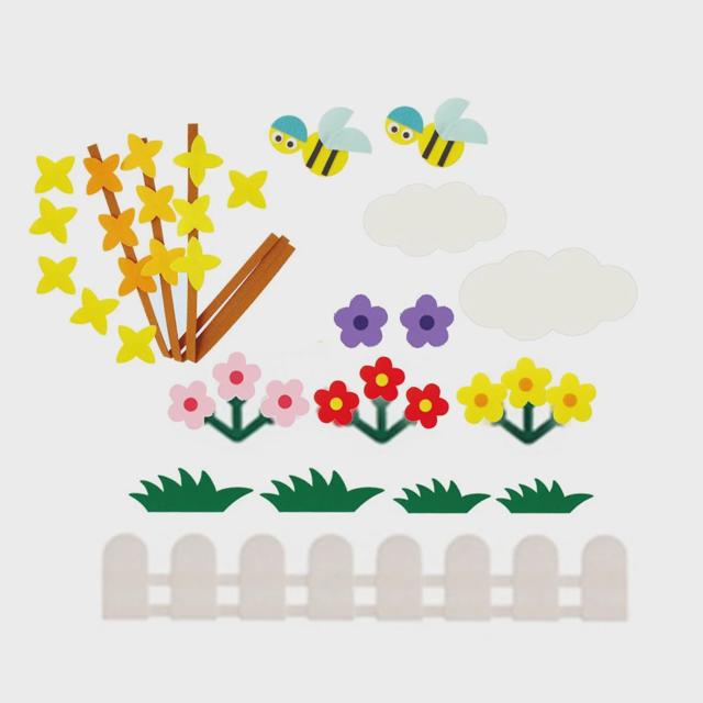 환경꾸미기세트 개나리울타리 봄 환경판 펠트 소품