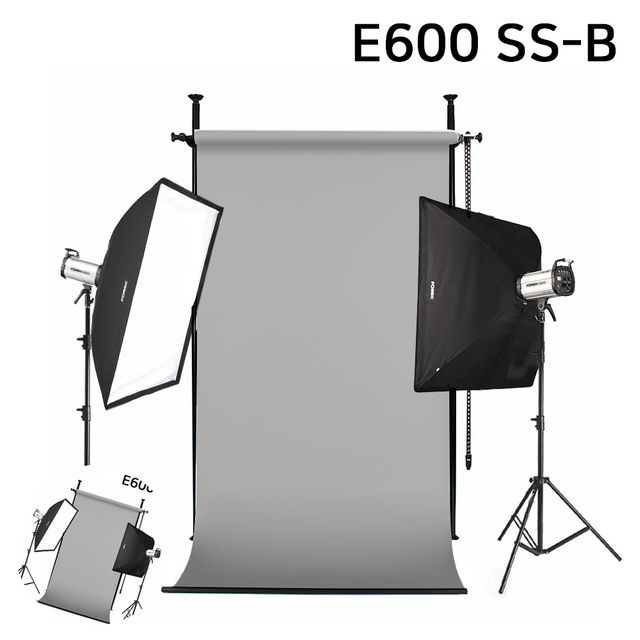 스튜디오조명 촬영조명 사진조명 스튜디오 촬영 세트 E600 SS-B 고정형 배경시스템 배경지135cm 그레이