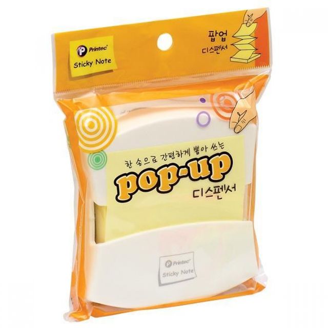 노란색 팝업 디스펜서 메모지 리필 스티키노트 점착메모지 팝업디스펜서 서리필 100매