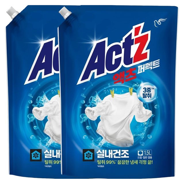 액츠 퍼펙트 실내건조 일반드럼겸용 리필 1.5L X 2개