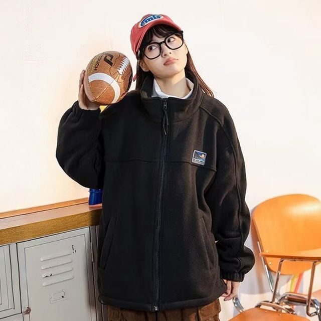 여성 3컬러 여유핏 소프트 텍스처 플리스 후리스집업