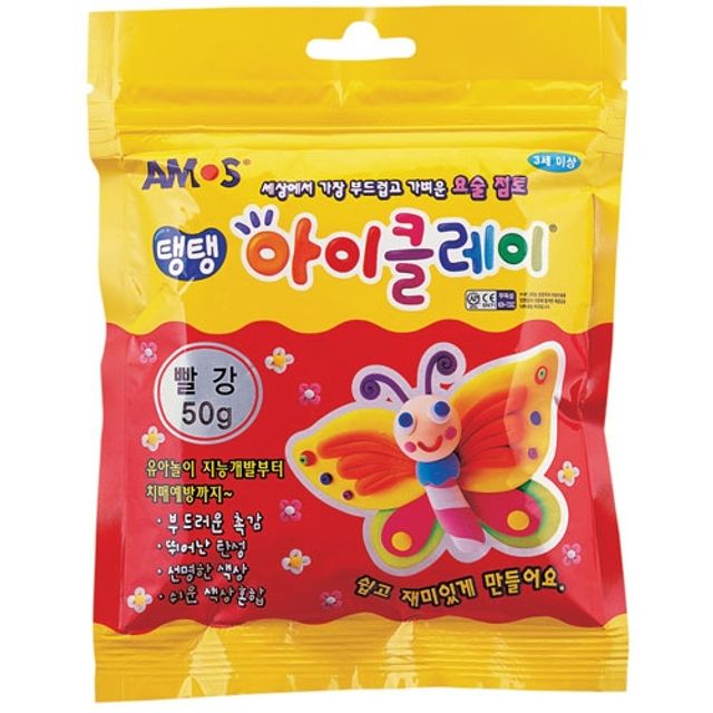 혜명몰 아모스)탱탱 아이클레이(50g/빨강) 방과후수업재료 미술수업키트 다문화교육키트 미술만들기재료 방