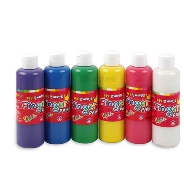튜브 핑거페인트 200ml 6색  워터페인트 수성물감 수채화재료 미술용품