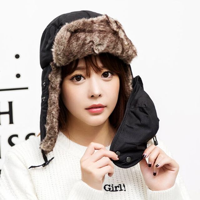 겨울 브라운퍼 군밤모자 귀달이 방한모 마스크 모자