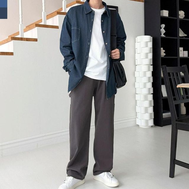 남성 루즈핏 청데님 남방 데님남방