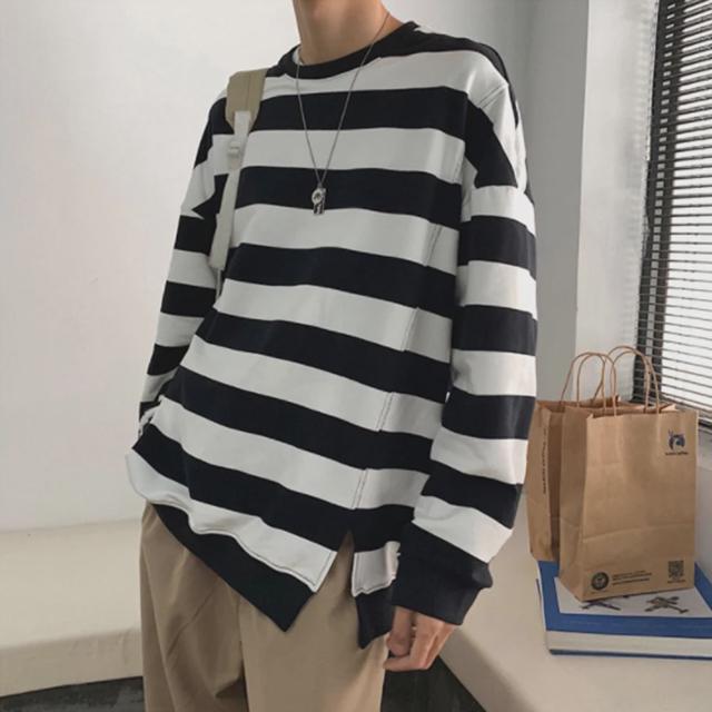 남성 줄무늬 맨투맨 3컬러 1P 간절기 긴팔 티셔츠