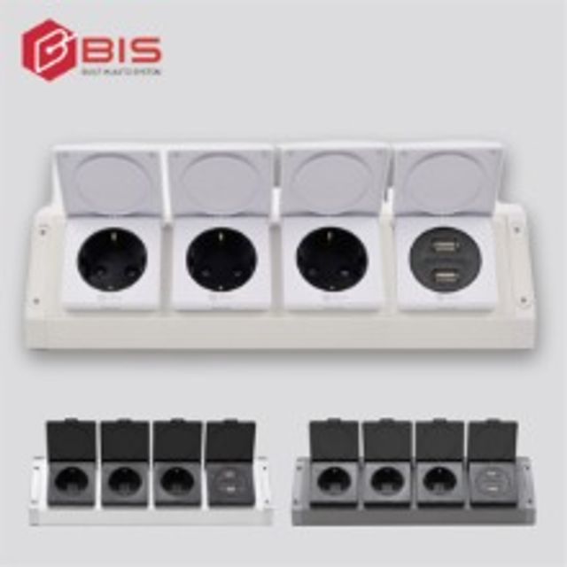 방우 커버 테이블 콘센트 BIB-203 크림화이트 3구 USB 노출형