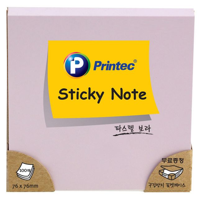 프린텍 보라 파스텔 스티키노트 점착식 메모지