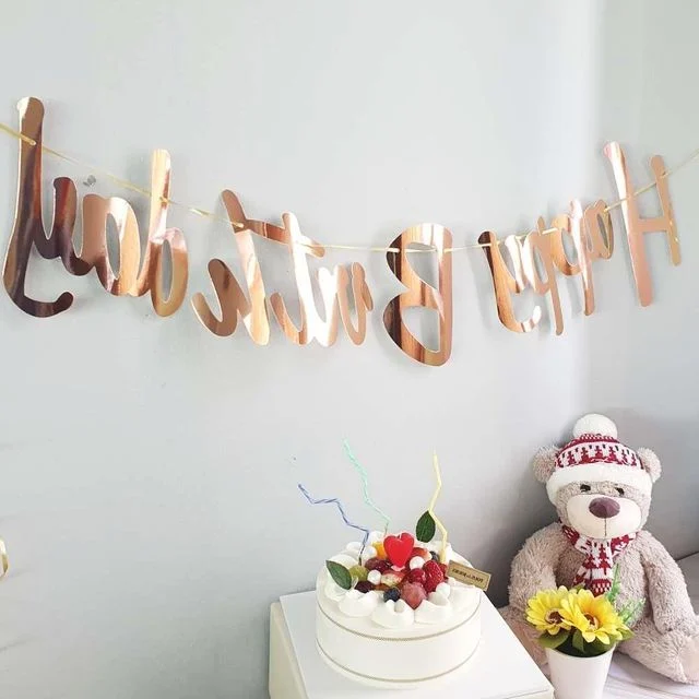 로즈골드 필기체 알파벳 가랜드 생일축하 홈파티