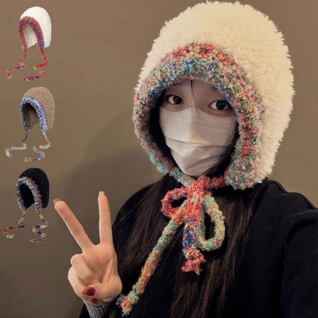 여성비니 컬러풀 로프백 숏비니 비니모자 방한비
