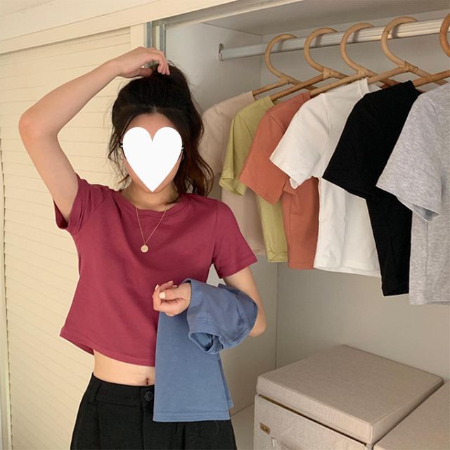 여성크롭티 반팔티셔츠 크롭반팔티 랍슨유통