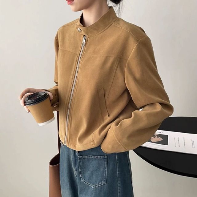 모던 노카라 여성 2컬러 밴딩 숏 재킷