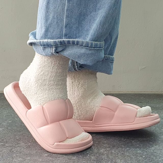 여성용 뚱카롱 쿠션 슬리퍼 핑크
