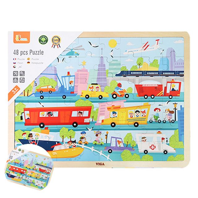 창의력퍼즐세트 초등창의퍼즐 원목퍼즐 48pcs 시티교통 퍼즐