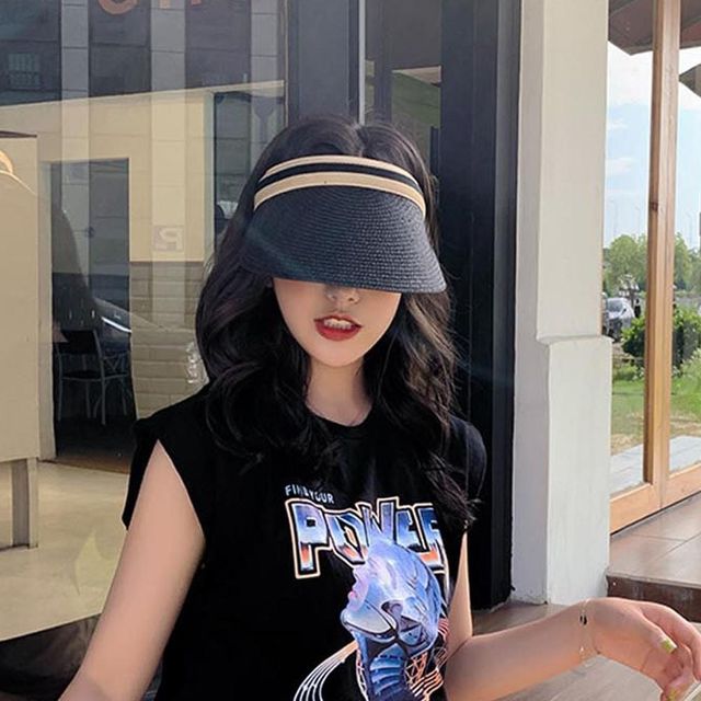 선캡 여성 밀짚모자 버킷햇 라피아 해외여행 휴가용