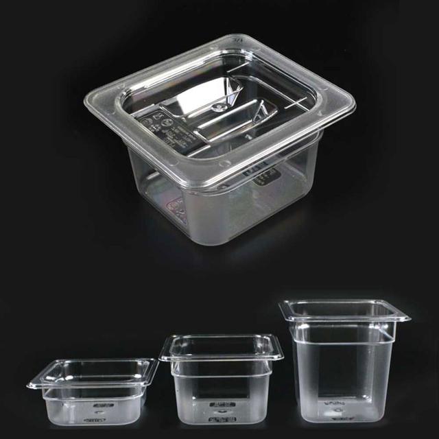 높이 6.5cm 6분의1 투명 PC 밧드 바트 받드 뚜껑 포함 플라스틱용기