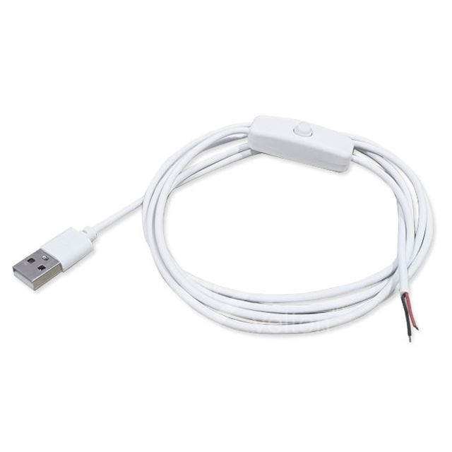 DIY용 USB 2선 케이블 중간 스위치형 150cm 화이트