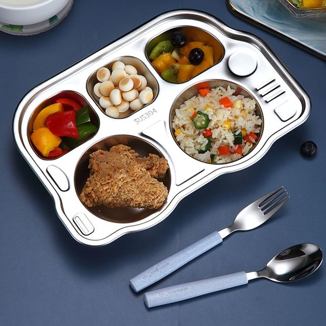 리크플 유아식판 스텐 어린이식판 5구 버스