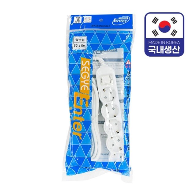 혜명몰 세계 멀티탭 차단 스위치 5구 4.5m 국내생산 / 16A - 개 (1개입) 안전콘센트 5구멀티탭 5구콘센트