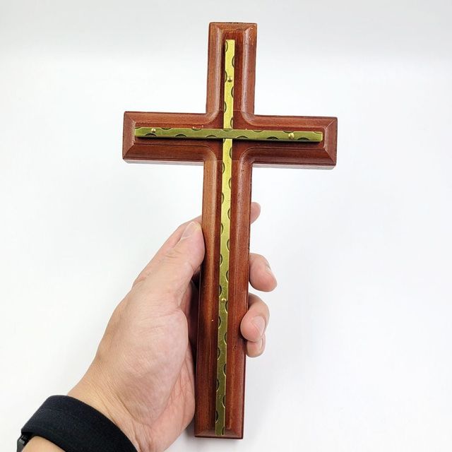황동 기독교 황동십자식 원목벽장식 원목 벽장식 벽걸이십자가
