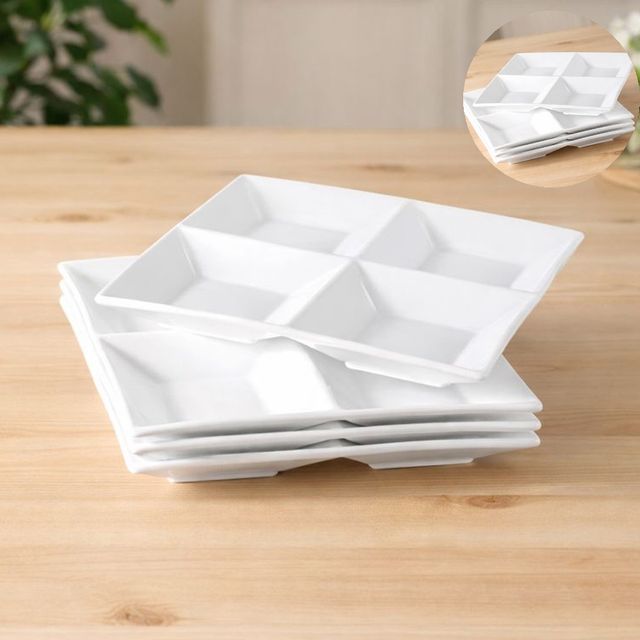 분할접시 4칸 사각 반찬 나눔 찬기 4P