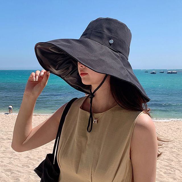 메이리 자외선차단 암막 버킷햇 블랙 바캉스모자 사파