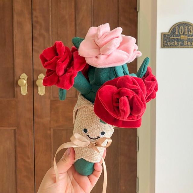 하차니 장미 인형 꽃다발 28cm 입학 졸업식 학예회 발표회 생일 기념일 어버이날 스승의날 감사 선물