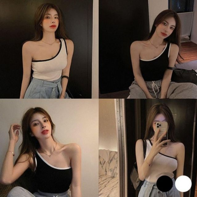 숄더라인언발란스 컬러믹스 언더레이어 민소매티 라운드티 올데이 티탑 망사 형광 스퀘어넥티 여성봄 장팔