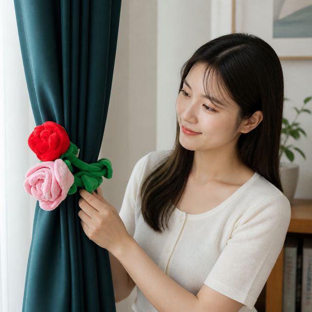 커튼 타이백 꽃 모양 홀더 창문 장식 인테리어 소품 자석 집게