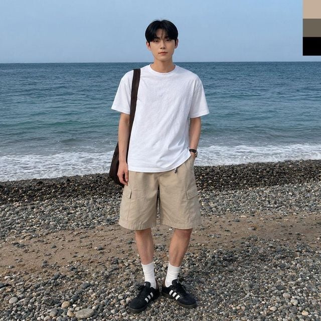 반바지 데일리 밴딩 팬츠 여름 카고 와이드 남성 하프