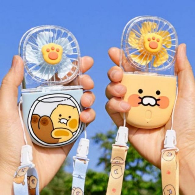 카카오프렌즈 춘식이 접이식 납작 선풍기 캐릭터 돌아기