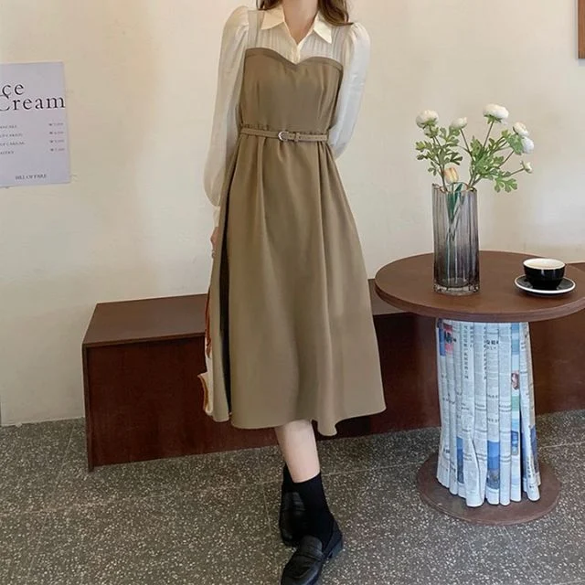 레이어드 데이트룩 하객룩 원피스 뷔스티에 봄가을
