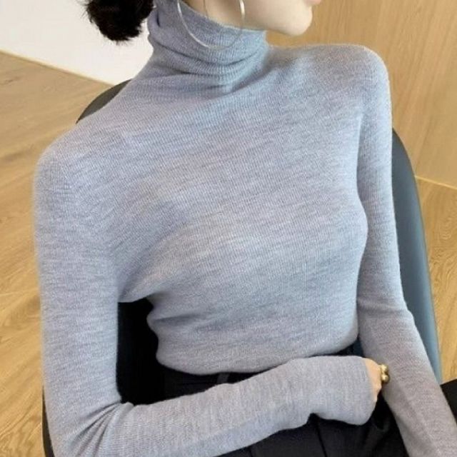 겨울 골지 하이넥 슬림핏 니트 긴팔 티셔츠 M L XL 블랙 아이보리 베이지 그레이