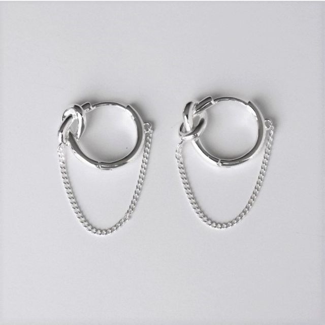 (Silver925) Knot chain earring