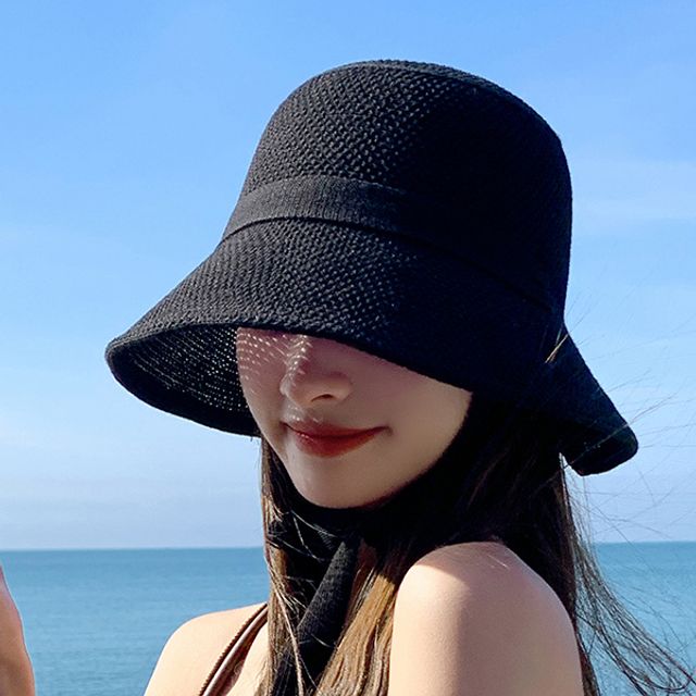 여성 3컬러 끈장식 디자인 캐주얼 비치모자