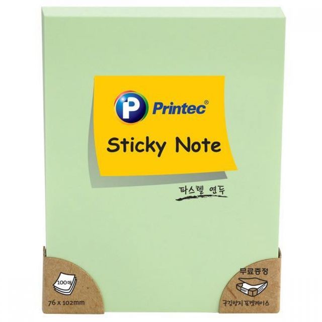 연두 파스텔 형광 스티키 노트 100매 3개 점착메모지 예쁜메모지