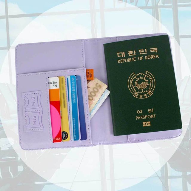 해외여행 가죽 여권케이스 트레블 월렛 파스텔 연보라